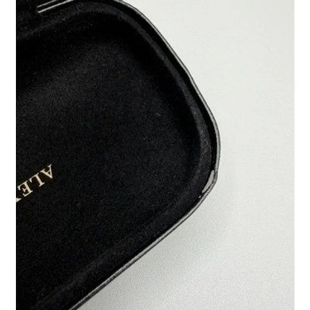 Alexander McQueen Black Textured Leather Sunglasses Eyeglasses‎ Hard Case